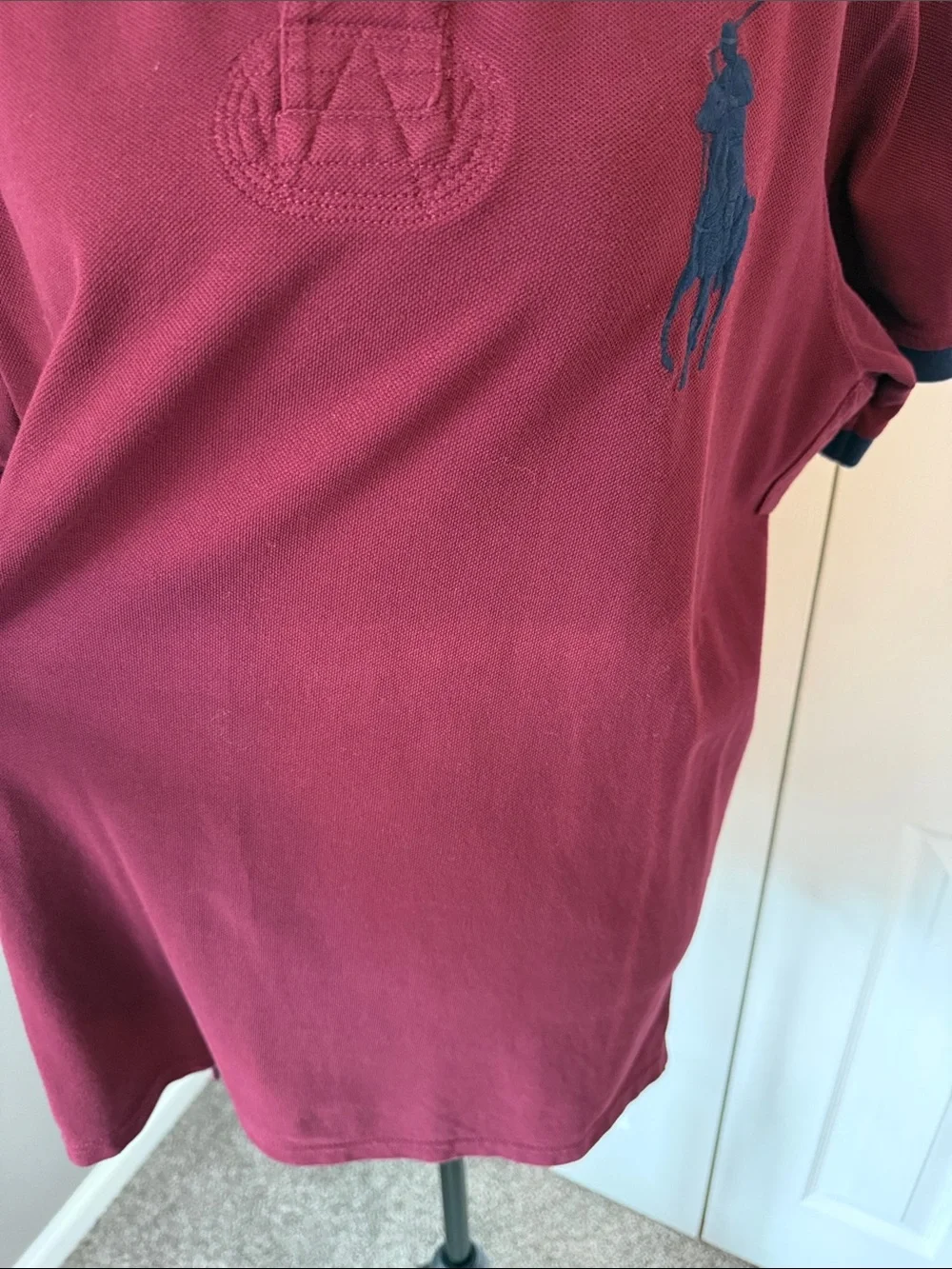 Vintage Y2K Ralph Lauren Polo Shirt - Burgundy with Navy Accents